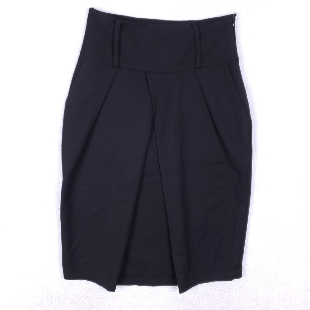 Dela Lucci Fashion Black High Waist Pleated Pencil Skirt Size‎ 36 Made in Turkey
